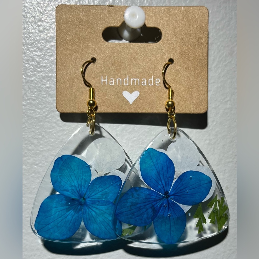 Handmade Blue Floral Earrings